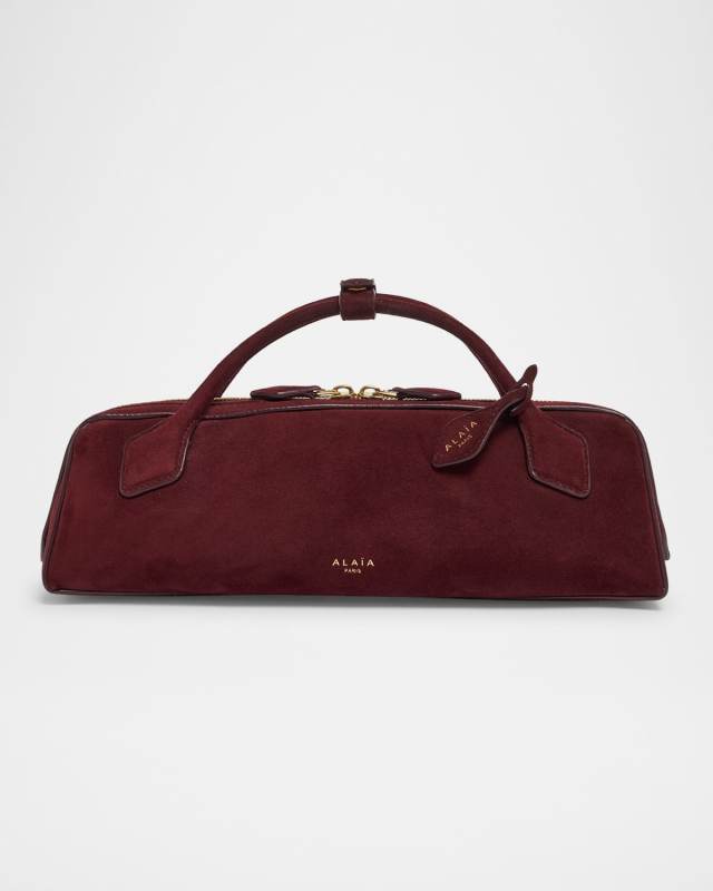 Teckel Top-Handle Bag in Suede and Leather